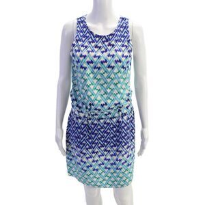 Nell Womens Silk Geometric Print Sleeveless Back Cutout Detail Dress Blue Size 4